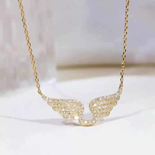 Angel Wing Zircon Pendant Necklace