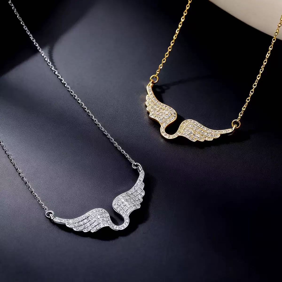Angel Wing Zircon Pendant Necklace