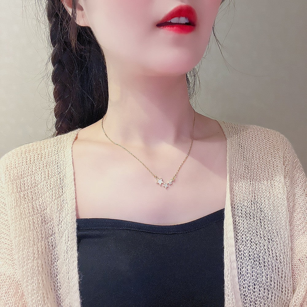Geometric Zirconia Star Pendant Necklace